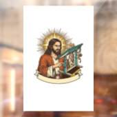Jesus Gebroken Staande Bureaublad Vastgelopen Halv Raamsticker (Vel 2)