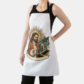 Jesus Gebroken Staande Bureaublad Vastgelopen Halv Schort (Insitu)
