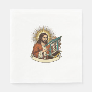 Jesus Gebroken Staande Bureaublad Vastgelopen Halv Servet