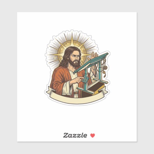 Jesus Gebroken Staande Bureaublad Vastgelopen Halv Sticker (Vel)