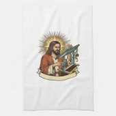 Jesus Gebroken Staande Bureaublad Vastgelopen Halv Theedoek (Verticaal)