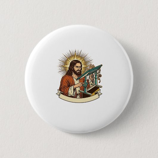 Jesus Gebroken Staande Bureaustoel Vast Halfweg Ka Ronde Button 5,7 Cm (Voorkant)
