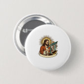 Jesus Gebroken Staande Bureaustoel Vast Halfweg Ka Ronde Button 5,7 Cm (Voorkant /achterkant)