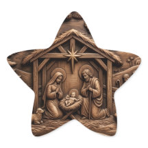 Jesus Geburt Sternaufkleber mit Weihnachtsszene