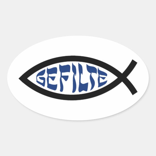 Jesus Gefilte Fish - Joodse Passover Humor Ovale Sticker (Voorkant)
