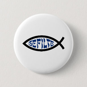 Jesus Gefilte Fish - Joodse Passover Humor Ronde Button 5,7 Cm