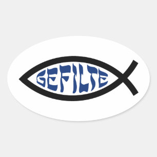 Jesus Gefilte Vis - Joodse Paashumor Ovale Sticker