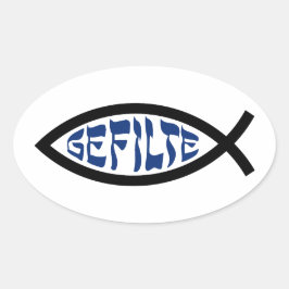 Jesus Gefilte Vis - Joodse Paashumor Ovale Sticker