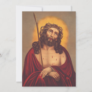 Jesus Gekroond Met Doornen Droevige Kunst Feestdagenkaart