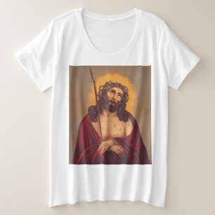 Jesus Gekroond Met Doornen Droevige Kunst Grote Maat T-shirt