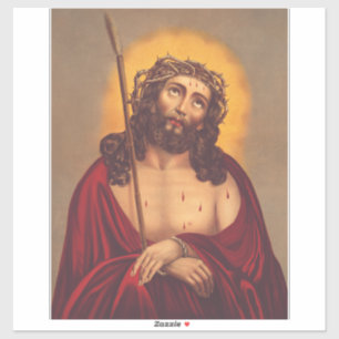 Jesus Gekroond Met Doornen Droevige Kunst Sticker
