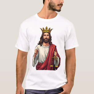 Jesus Gekroonde Gerechtigheid Vintage Gravure T-sh T-shirt