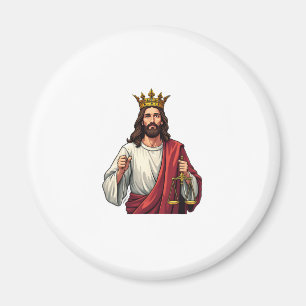 Jesus Gekroonde Rechtvaardigheid Vintage Gravure T Magneet