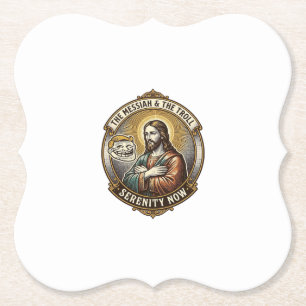 Jesus gekruiste armen Internet Troll Face Emoji Hu Kartonnen Onderzetters