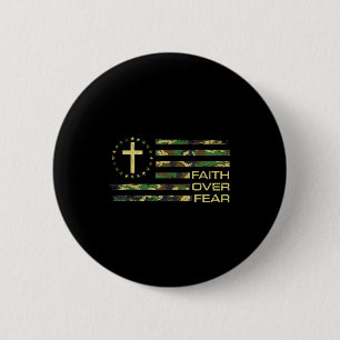 Jesus geloof boven angst kruis camouflage Amerikaa Ronde Button 5,7 Cm