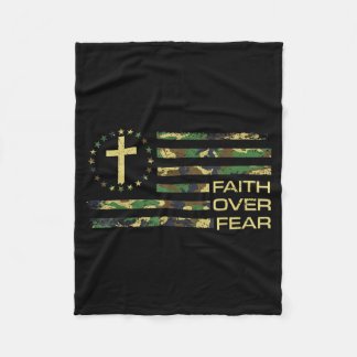 Jesus geloof boven vrees kruis camouflage Amerikaa Fleece Deken