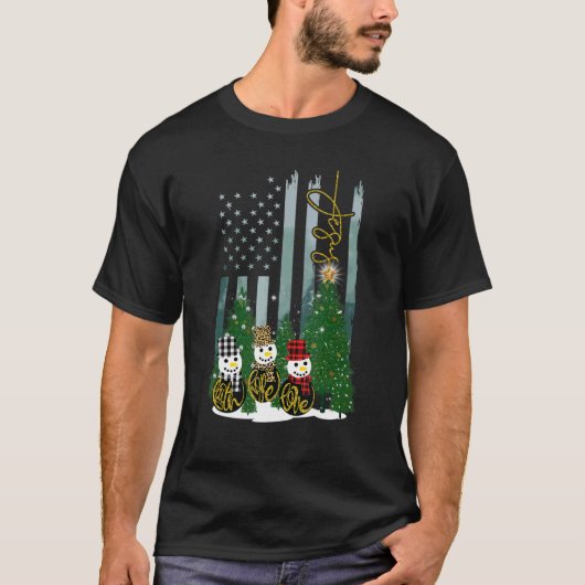 Jesus Geloof Hoop Liefde Sneeuwman Rood Geruit Ker T-shirt (Voorkant)