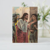 Jesus geneest de blinde Bijbelse Heilige kaart (Staand voorkant)