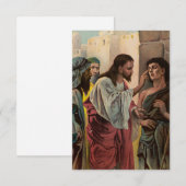 Jesus geneest de blinde Bijbelse Heilige kaart (Voorkant / Achterkant)
