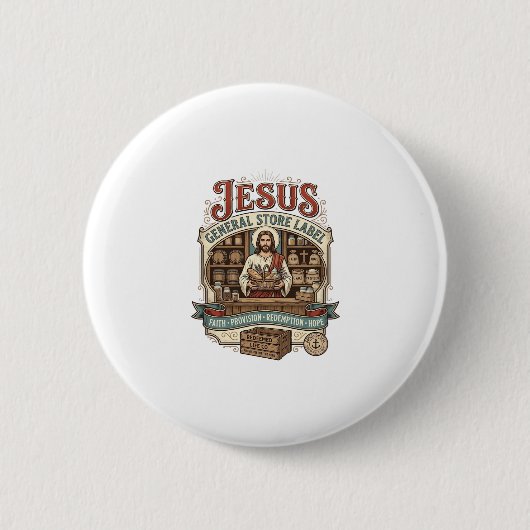 Jesus Generele Winkel Label Jesus Algemene Winkel Ronde Button 5,7 Cm (Voorkant)