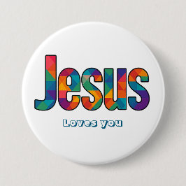 Jesus geometric pattern ronde button 7,6 cm