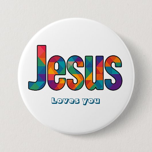 Jesus geometric pattern  ronde button 7,6 cm (Voorkant)