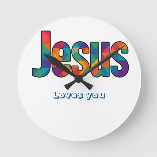 Jesus geometric pattern ronde klok (Voorkant)