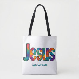 Jesus geometric pattern tote bag