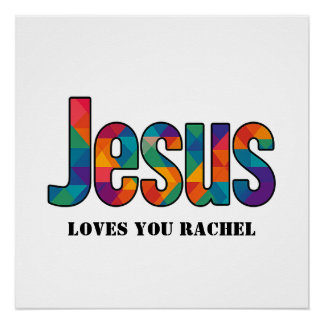 Jesus geometrisch patroon Glanzende Poster