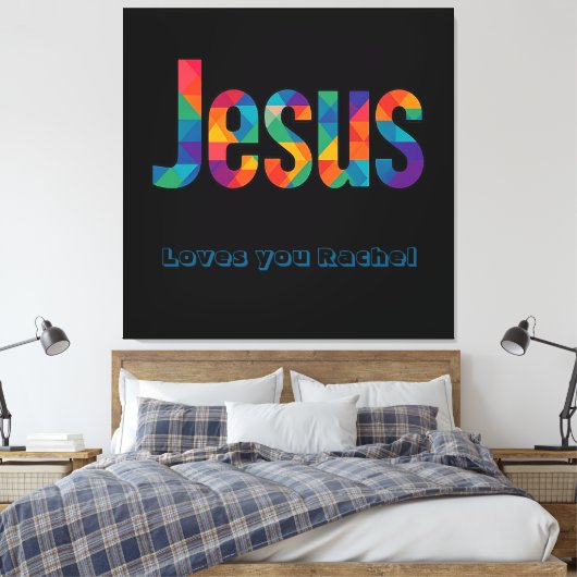 Jesus geometrisch patroon Glanzende Poster Canvas Afdruk (Insitu (Slaapkamer))