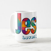 Jesus geometrisch patroon  koffiemok (Voorkant links)