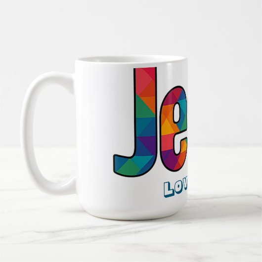 Jesus geometrisch patroon  koffiemok (Links)