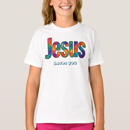 Jesus geometrisch patroon t-shirt (Voorkant)