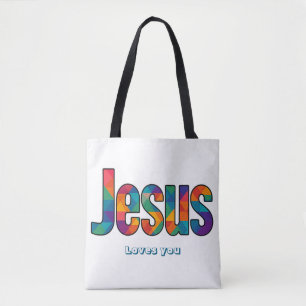 Jesus geometrisch patroon tote bag