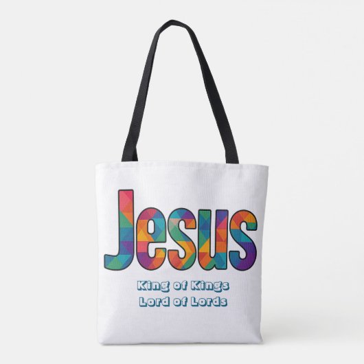 Jesus geometrisch patroon tote bag (Achterkant)