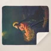 Jesus Gethsemane Agony Garden zet Olijfman op Sherpa Deken (Voorkant (horizontaal))