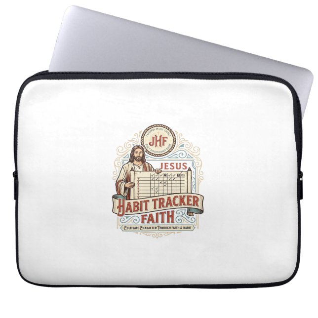 Jesus Gewoonte Tracker Geloof Jezus Gewoonte Track Laptop Sleeve (Voorkant)