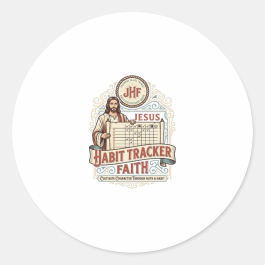Jesus Gewoonte Tracker Geloof Jezus Gewoonte Track Ronde Sticker (Voorkant)