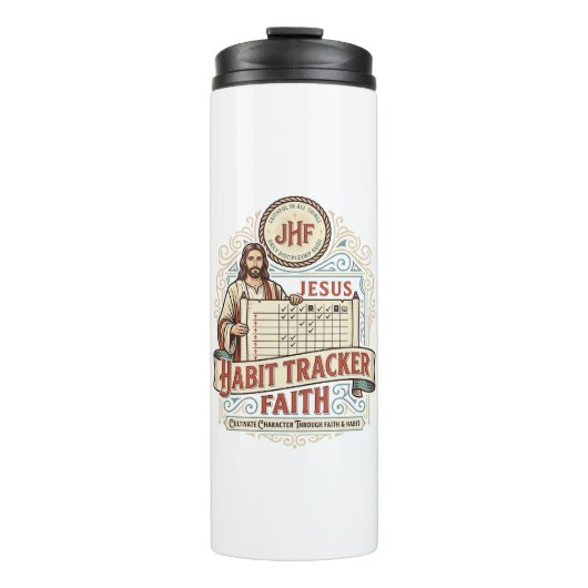 Jesus Gewoonte Tracker Geloof Jezus Gewoonte Track Thermosbeker (Voorkant)