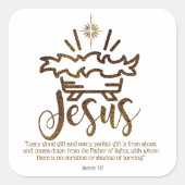JESUS GIFT VAN BOVEN Kerstmis Geboorte Schriftuur Vierkante Sticker (Voorkant)