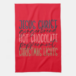 Jesus Ginger Bread Hot Chocolate kerstlampjes Theedoek