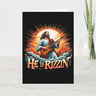 Jesus Gitarist Hij Is Rizzin Gelukkige Pasen Funn Kaart