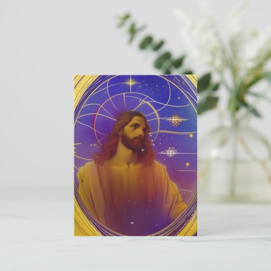 Jesus Glas in lood AI Generated Art Briefkaart (Staand voorkant)