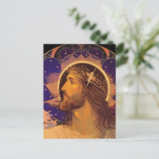 Jesus Glas in lood AI Generated Art Briefkaart (Staand voorkant)