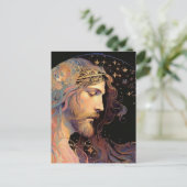 Jesus Glas in lood Black Achtergrond Briefkaart (Staand voorkant)