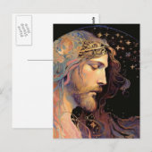 Jesus Glas in lood Black Achtergrond Briefkaart (Voorkant / Achterkant)