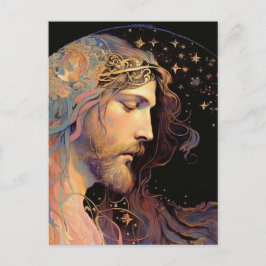 Jesus Glas in lood Black Achtergrond Briefkaart