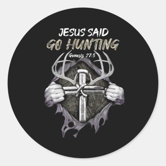 Jesus Go Hunting Genesis 273 Hunting Christelijk Ronde Sticker (Voorkant)