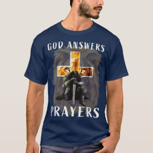 Jesus God beantwoordt gebeden Mannen Christelijk L T-shirt