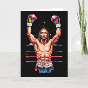 Jesus God Kickboksen Of Boksen Overwinning Grappig Kaart